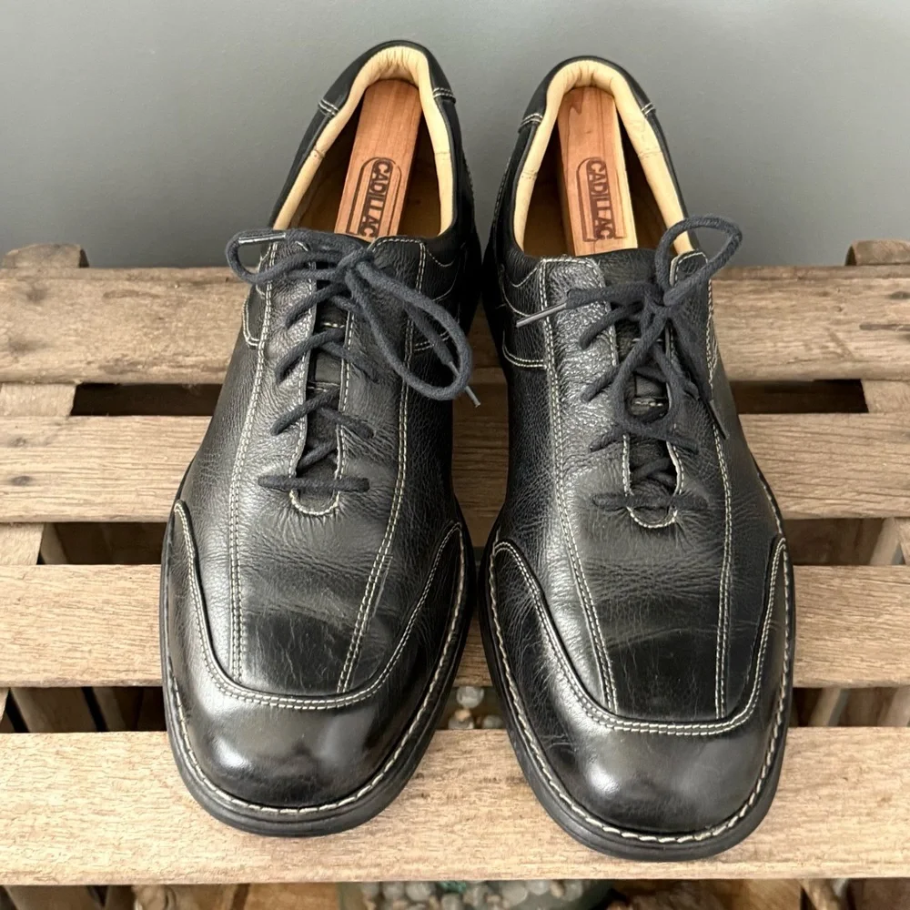 Johnston & Murphy Oxford Shoes Mens‎ 11.5 Black Sheepskin Leather A33